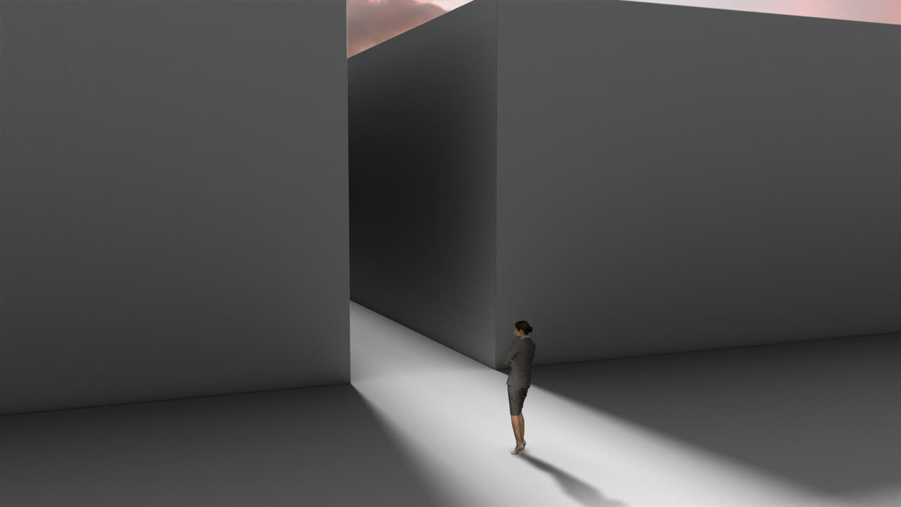 미로 입구에 있는 사업가