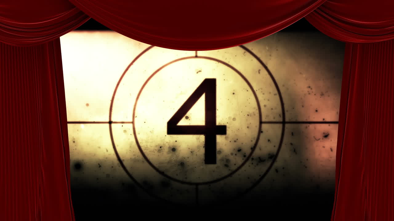 cuenta atrás en la pantalla de teatro 4k
