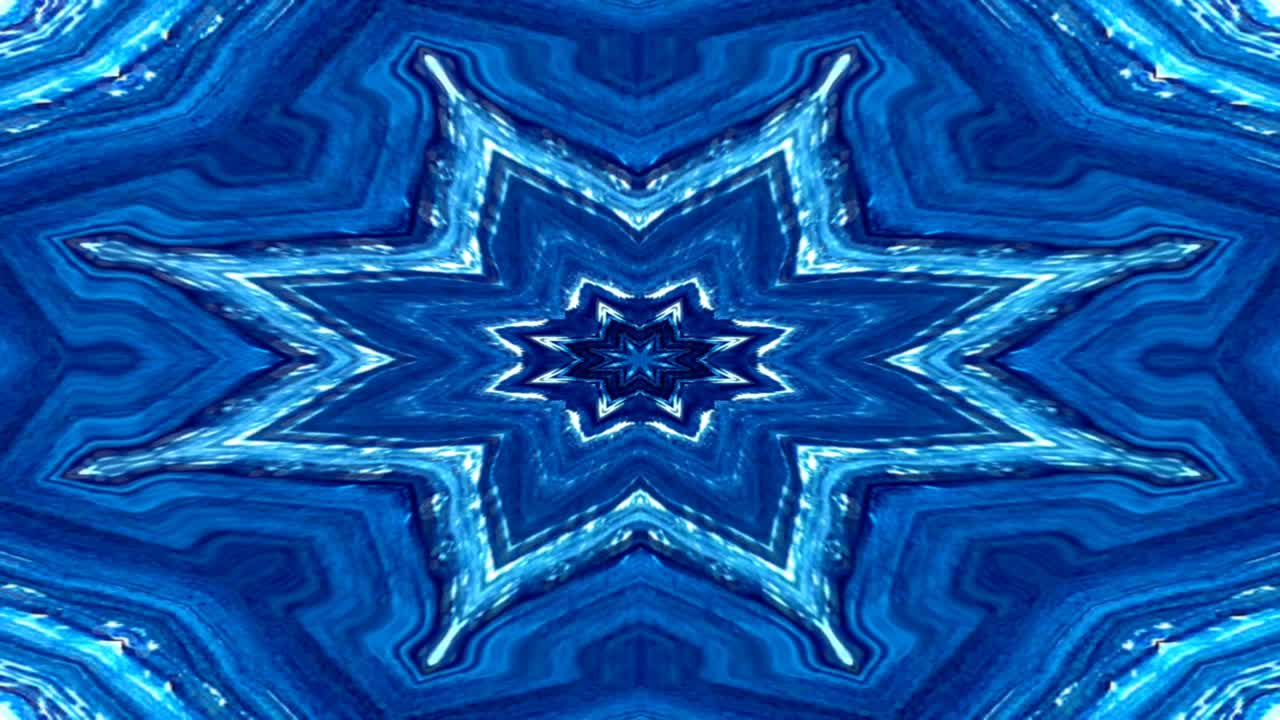 único colorido caleidoscopio fractal azul mármol patrón geométrico fondo de movimiento.