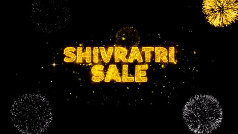 shivratri sale text reveal on glitter golden particles firework.