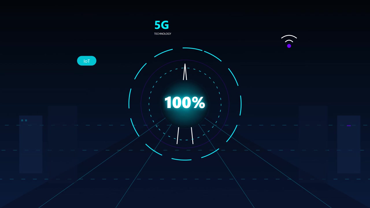 Digital 5G Network Loading Progress Bar Animation