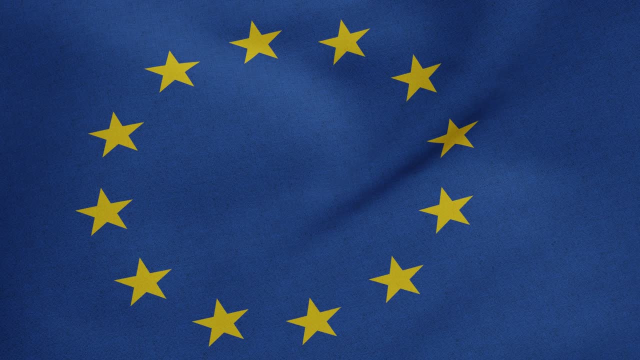 bandeira da união europeia tamanho e cores originais renderização 3d, bandeira da ue da europa, bandeira nacional da união europeia têxteis, logotipo do conselho da europa