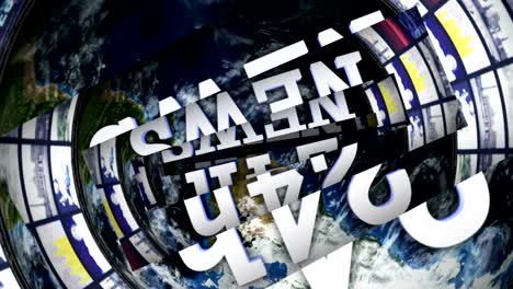 24h animación de texto de noticias en el túnel de monitores