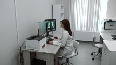 doctor reviewing x-ray in a medical office