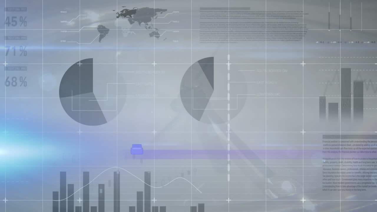 animación del procesamiento de datos financieros durante el reloj