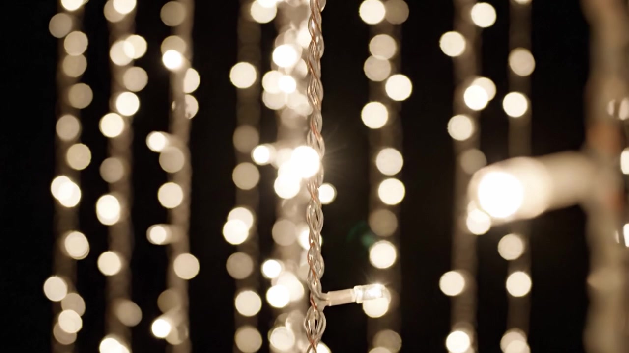 A Breathtaking Display of Shimmering Lights: Captivating Glimmers and Soft Bokeh Creating Enchanting Visuals in a Dark Setting, Perfect for Celebrations and Festivity