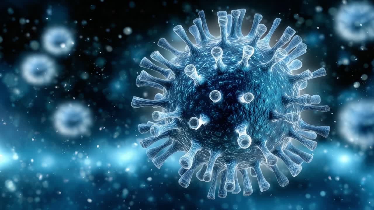 A Detailed Exploration of a Virus: Close-Up Images Show the Complex Structure and Intricate Features of Viral Particles in a Stunning Digital Representation