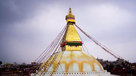 Vista-Panorámica-De-La-Estupa-Baudhanasth-En-Katmandú,-Nepal