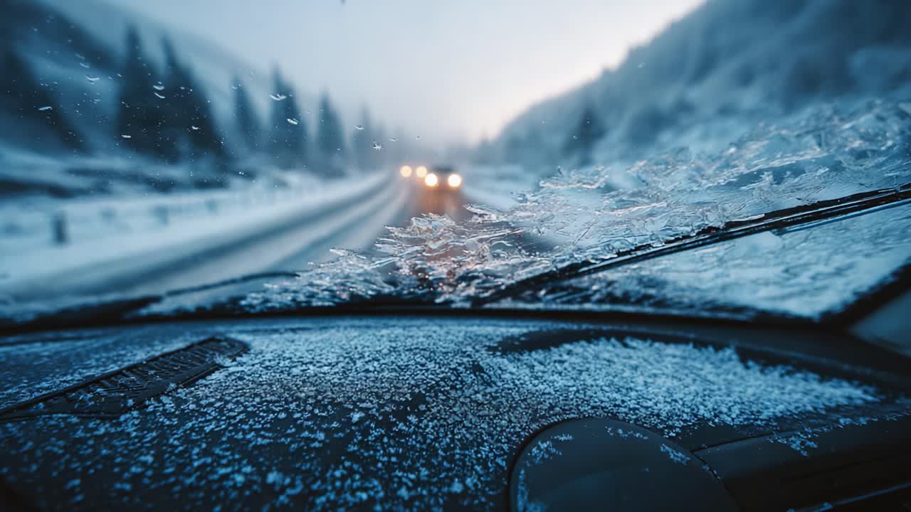 A Frosty Journey: Experiencing the Beauty and Challenges of Winter Driving Through Icy Landscapes and Snow-Covered Roads Revealed in Captivating Frames