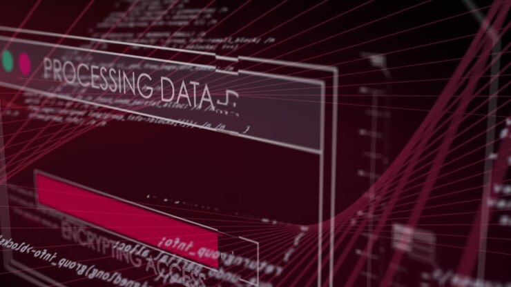 Animation of data processing on black background
