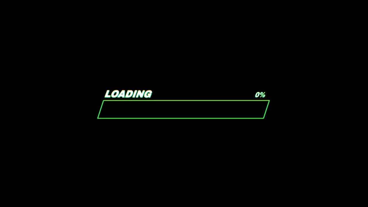 Animation colorful loading bar on black background.