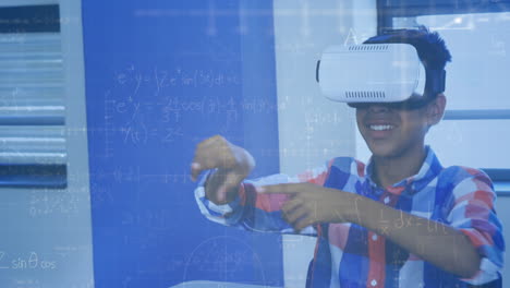 animación de ecuaciones matemáticas sobre escolares utilizando auriculares vr