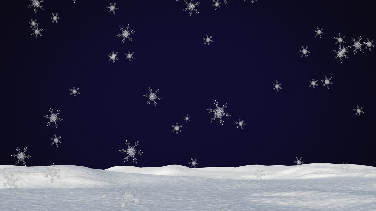 야간 겨울 풍경의 애니메이션