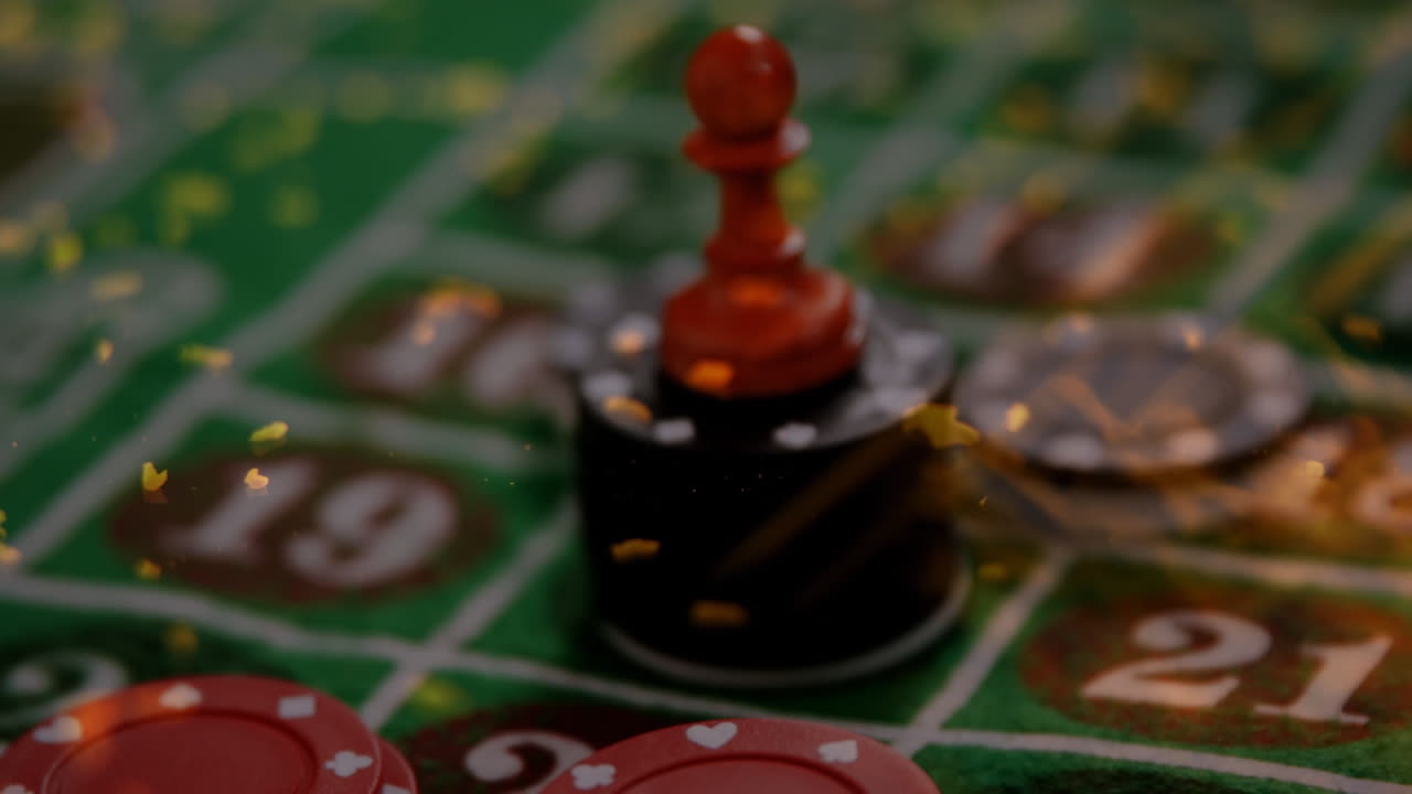 animación de confeti sobre fichas en el casino