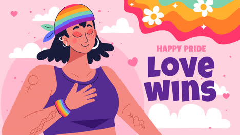 gráfico de movimiento de fondo plano para la celebración del mes del orgullo