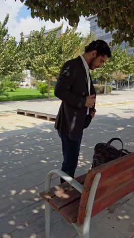 office worker getting ready for a park break