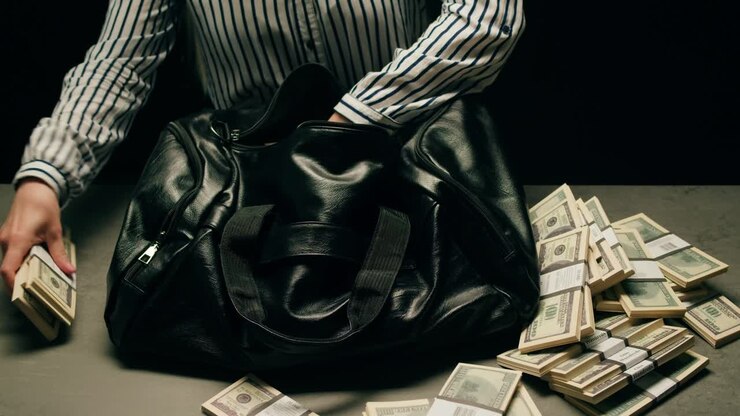 Specialised police officer Counting dollar banknotes in crime lab, conceptual image. High quality 4k footage