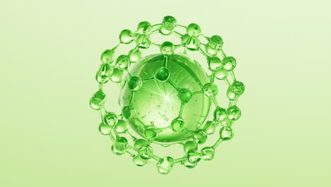 molecule and green cosmetics liquid ball background, 3d rendering.