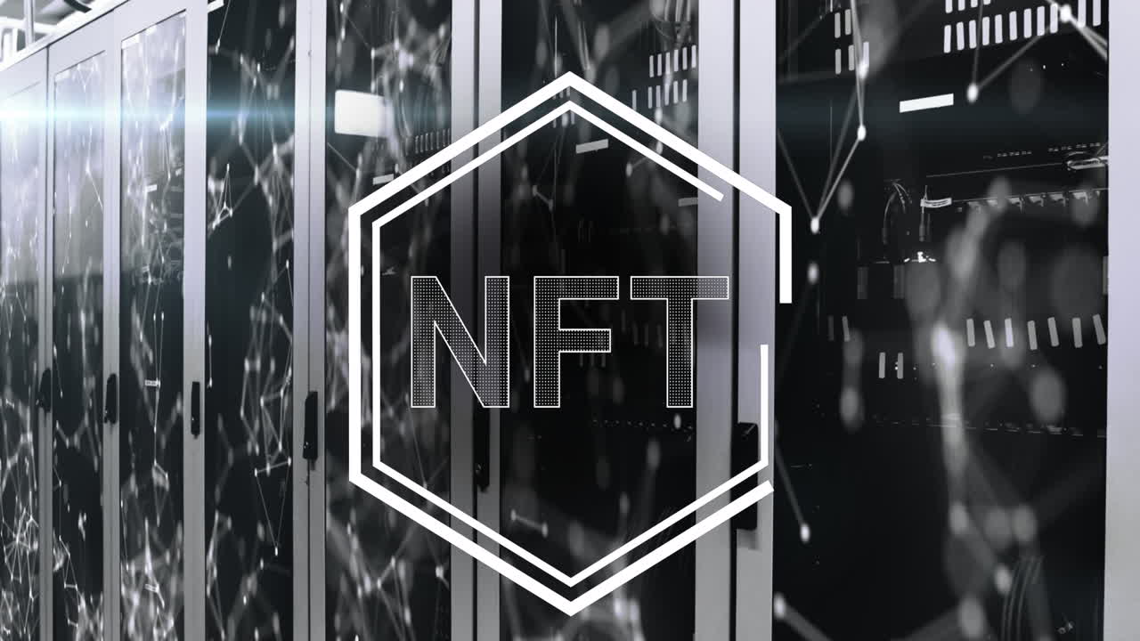 Animation af NFT i en sekskant over servere.