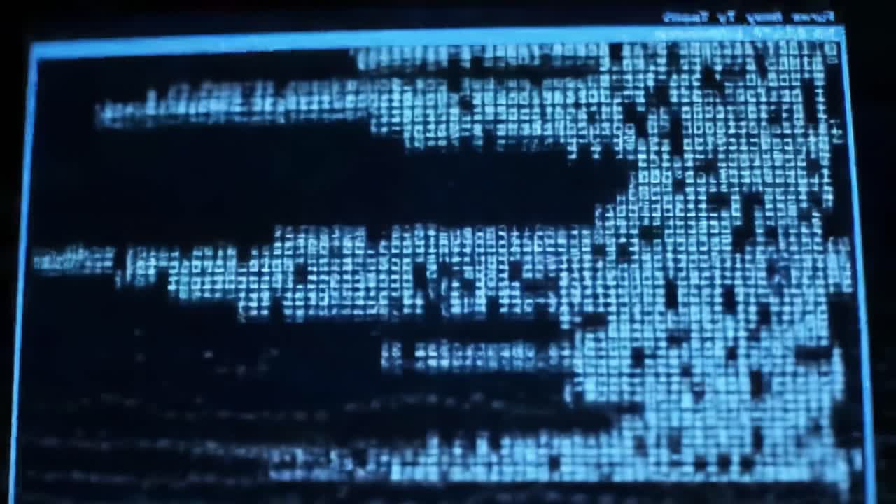 A Close-Up View of Digital Data Streams Displaying Binary Patterns on a Screen, Indicating Complex Computation and Data Processing in a Futuristic Setting