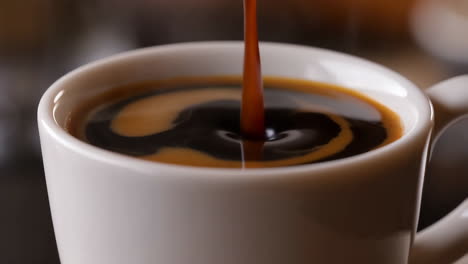 coffee being poured into a white mug