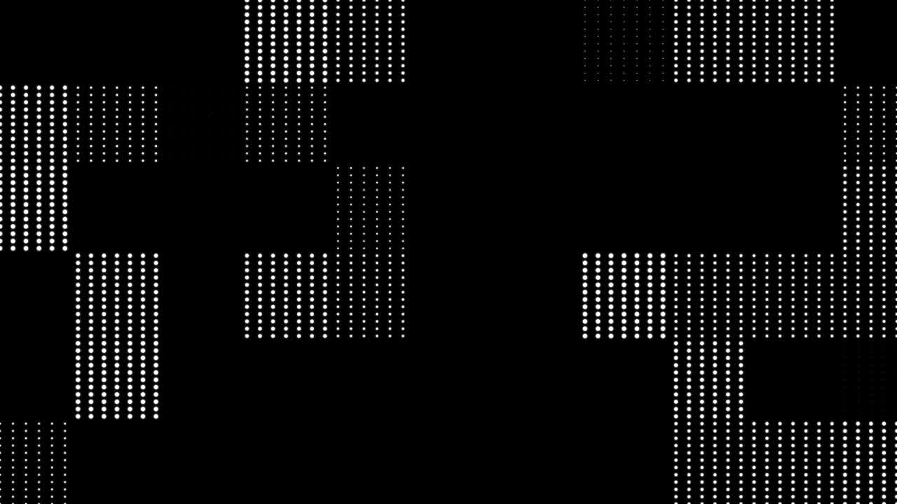movimiento abstracto de puntos blancos patrón geométrico de medio tono en un fondo negro plano. animación de bucle de renderización 3d