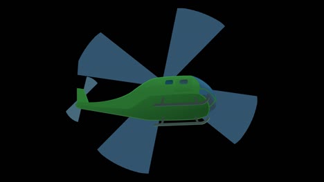bucle de animación de un helicóptero en vuelo con canal alfa