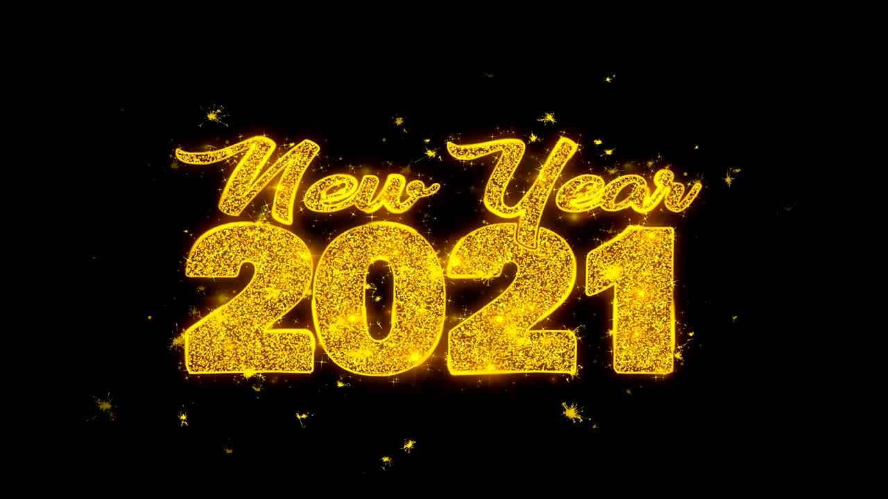 Anno Nuovo 2021 Testo di auguri con particelle scintillanti su sfondo nero