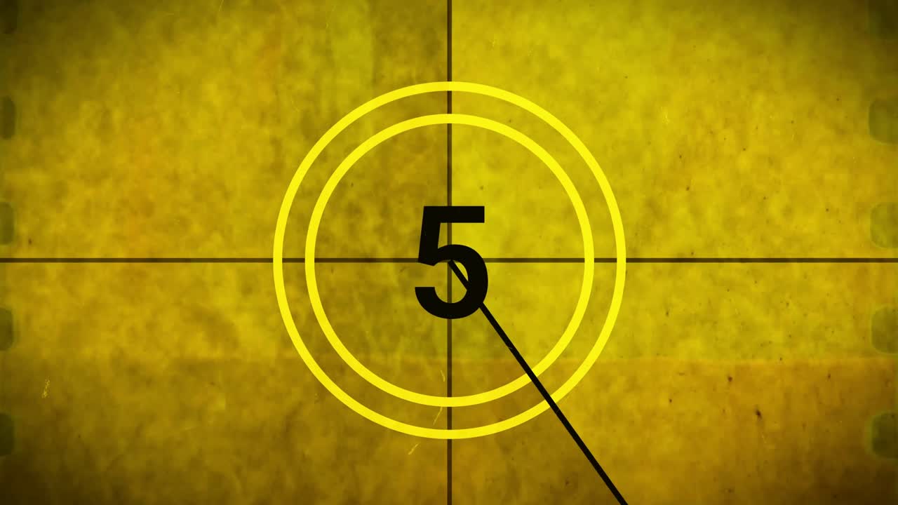 Vintage Film Countdown from Ten to One with Scratched Effect