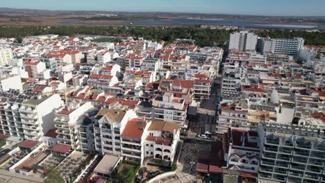 panoramic view of praia de monte gordo beach near monte gordo town in eastern algarve, portugal