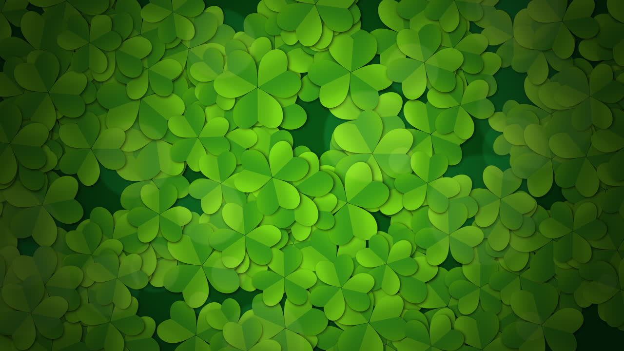 Motion green shamrocks with Saint Patrick Day 2