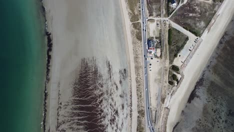 The-beach-of-penthievre-on-the-quiberon-peninsula-in-brittany-,-droneshot-from-above