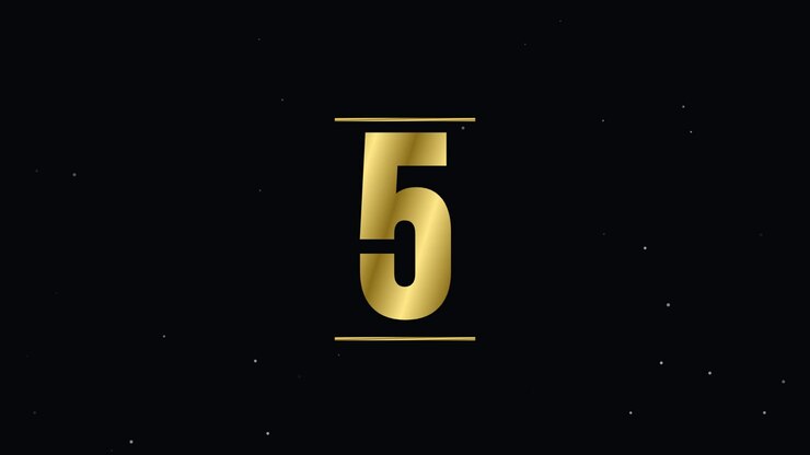 Timer per il Conto alla Rovescia di Dieci Secondi con Numeri Dorati su Sfondo Nero