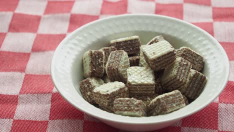 chocolate wafers in a bowl