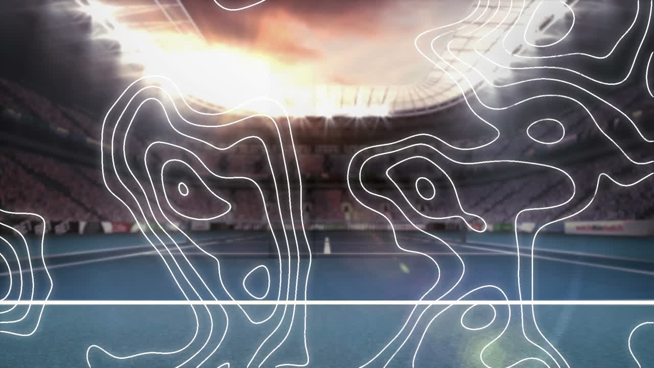 빈 스포츠 경기장을 움직이는  ⁇  선의 애니메이션