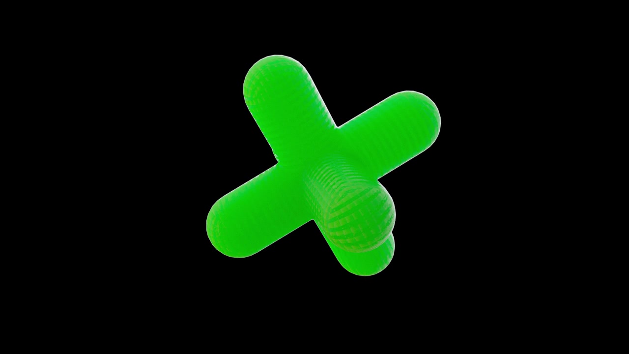 Simbolo tridimensionale verde del segno più rotante