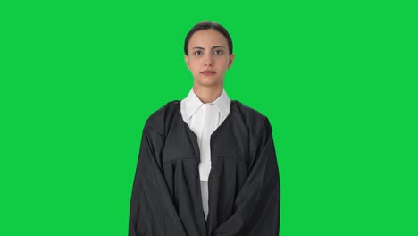 Serious-Indian-female-lawyer-looking-at-the-camera-Green-screen