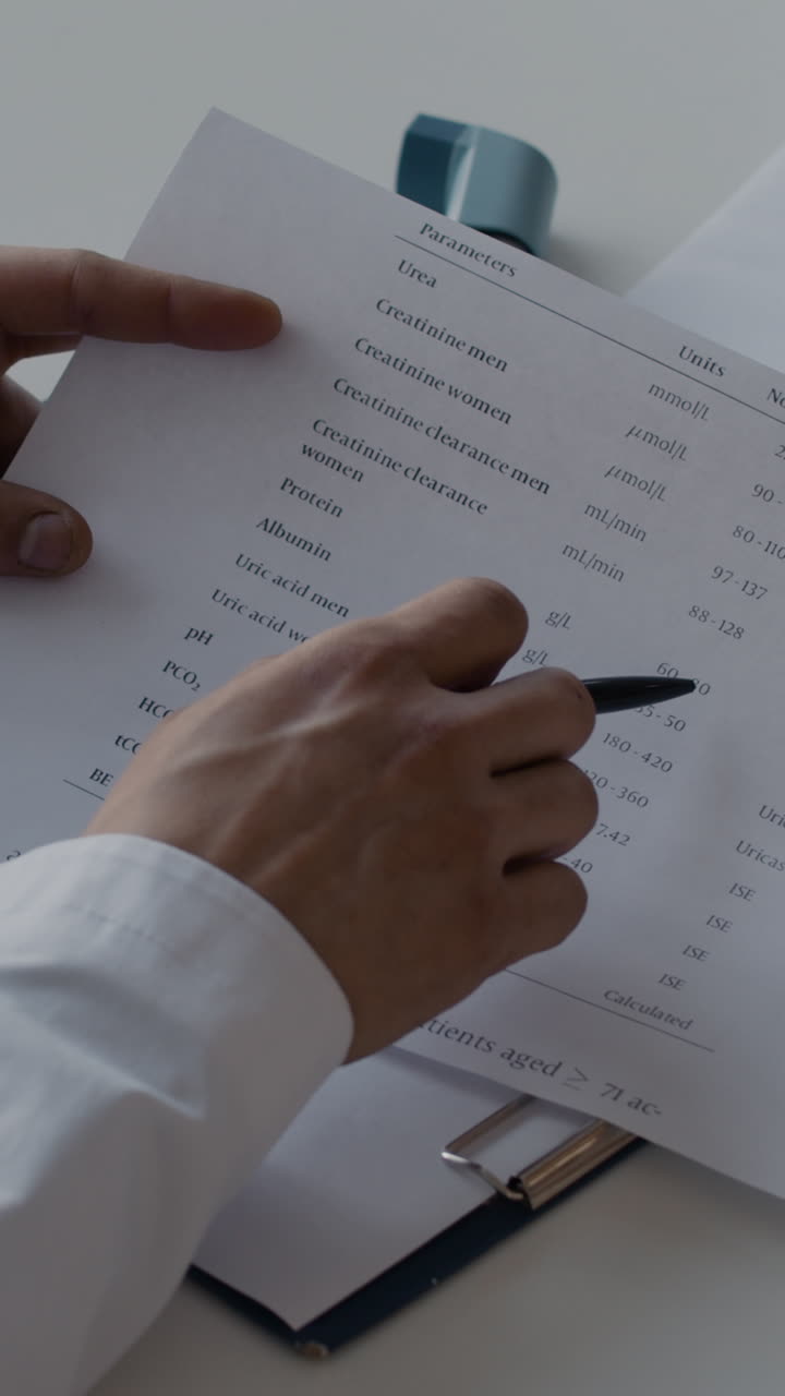 Medical document with blood test results