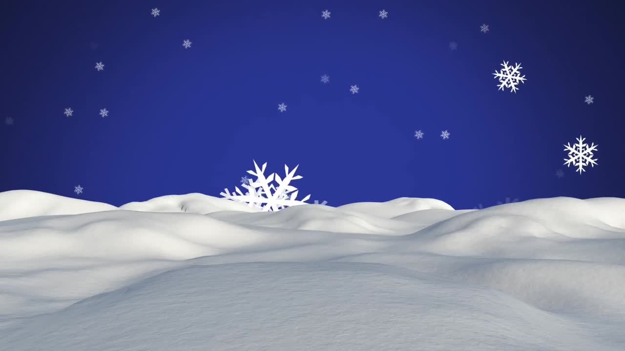 겨울 풍경 위에 내리는 눈의 애니메이션