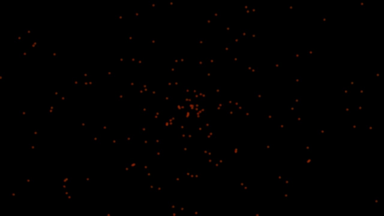 Abstract Animation of Glowing Red Particles Floating in Dark Space