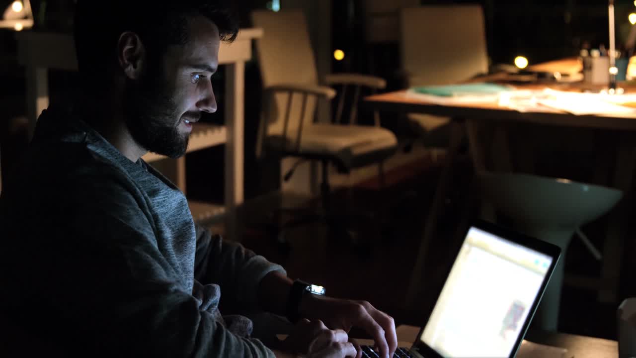 Man working late night