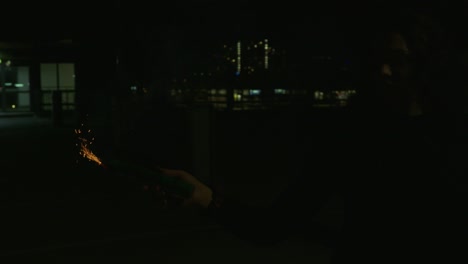 Rebel Girl is lighting a Bengalo - Slow Motion