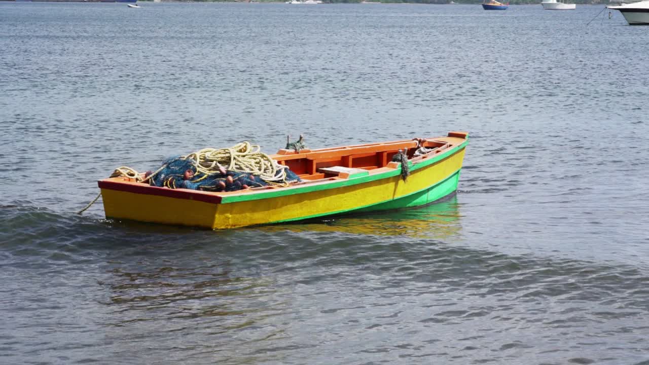 Small fishing Vessel anchoring in the Dominican Republic