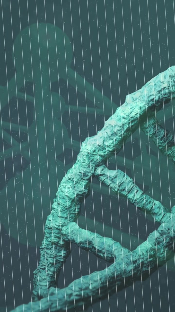 Animation of dna strand over blue background