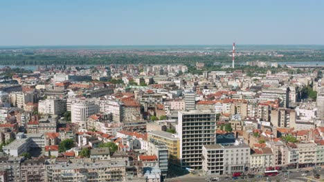 aerial view of the skyline of belgrade on a sunny day