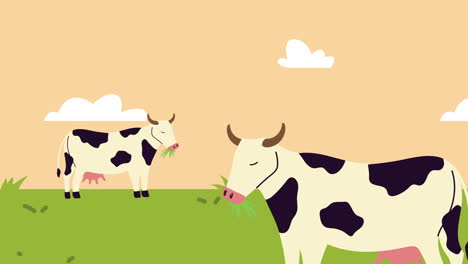 paisaje rural de la granja con escena de vacas