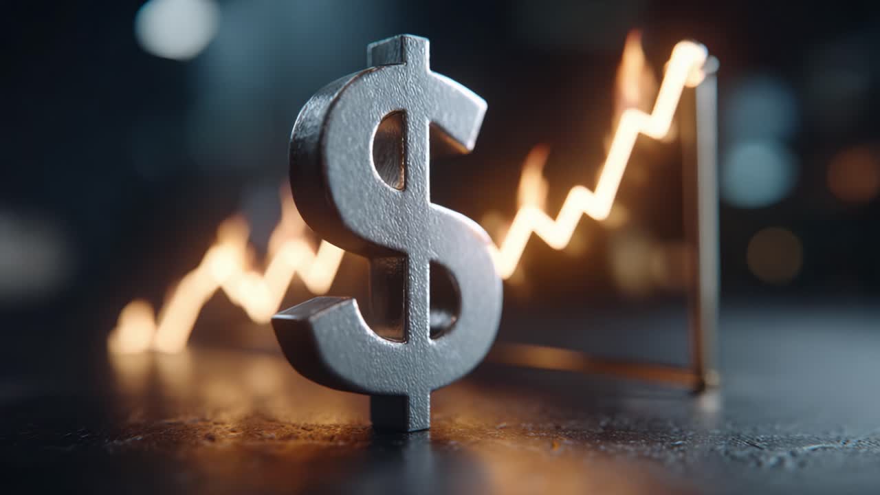 A Glimmering Dollar Sign Demonstrating Financial Growth through an Upward Trend, Symbolizing Economic Success and Investment Potential in Business Strategy