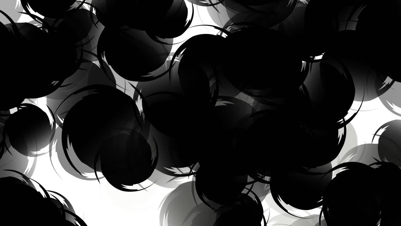 Fundo Dinâmico Abstrato com Círculos de Tinta Pretos e Brancos