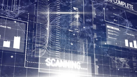animation of statistics and data processing over globe