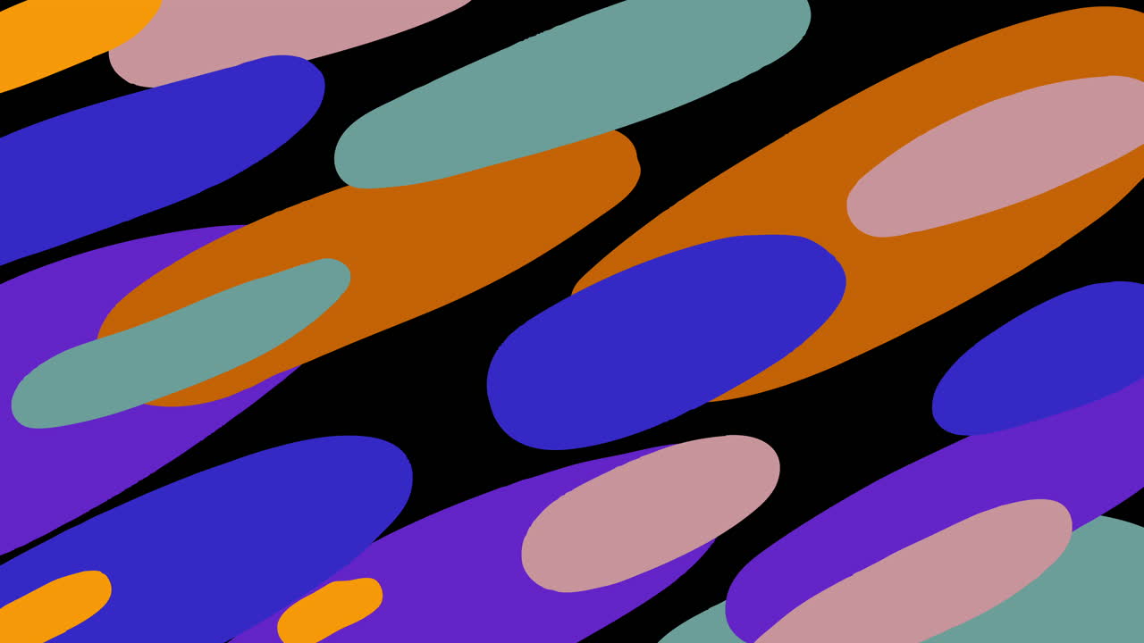 Dynamic Abstract Colorful Shapes Moving on Black Background